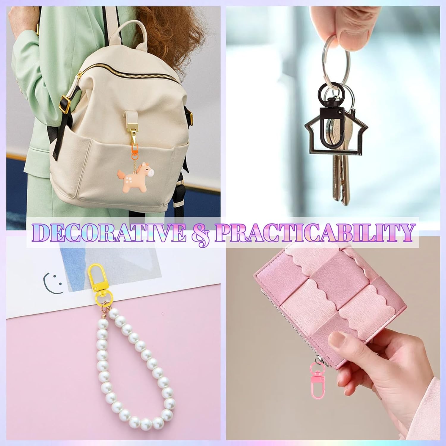 300 Pcs Colorful Lobster Claw Clasps, 360° Swivel Keychain Clasp, Metal Lanyard Keychain Clips, Swivel Snap Hooks, Small Key Chain Hooks for Key Chain Connector Jewelry Bags Crafts Lanyard - Image 7