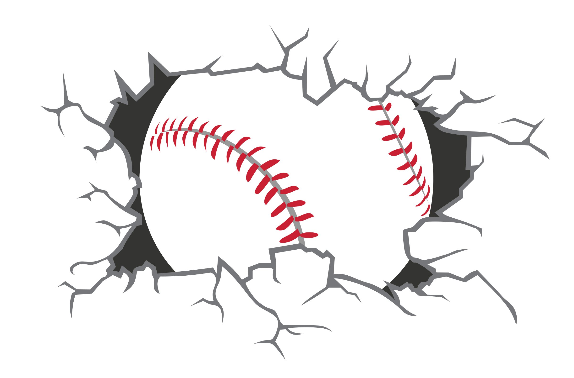 West Mountain Baseball Breaking Wall Decal Home Decor Art Vinyl Sticker