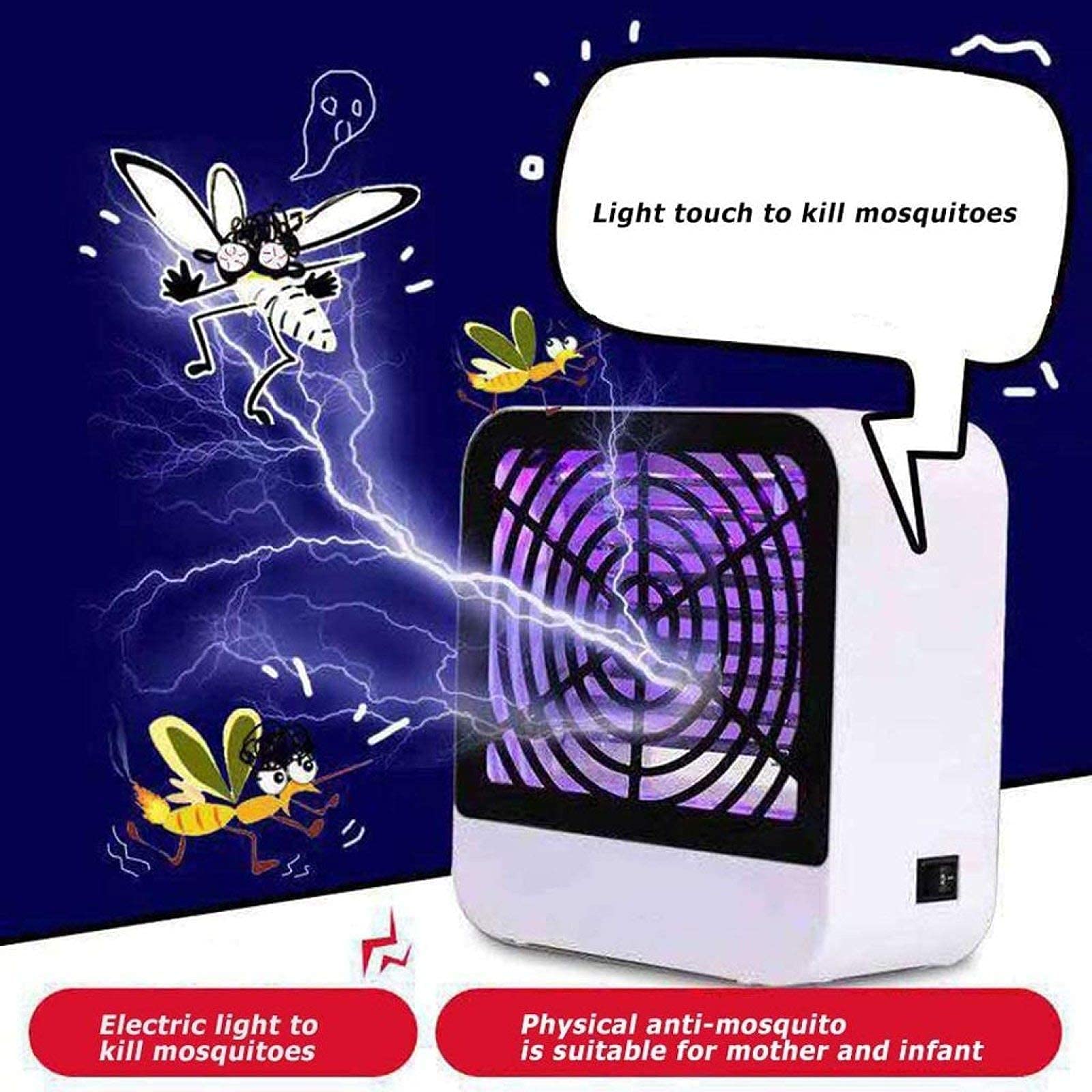 Lampada antizanzare, Lampada antizanzare elettrica a LED UV con Presa USB, fotocatalizzatore LED a Luce Blu antizanzare