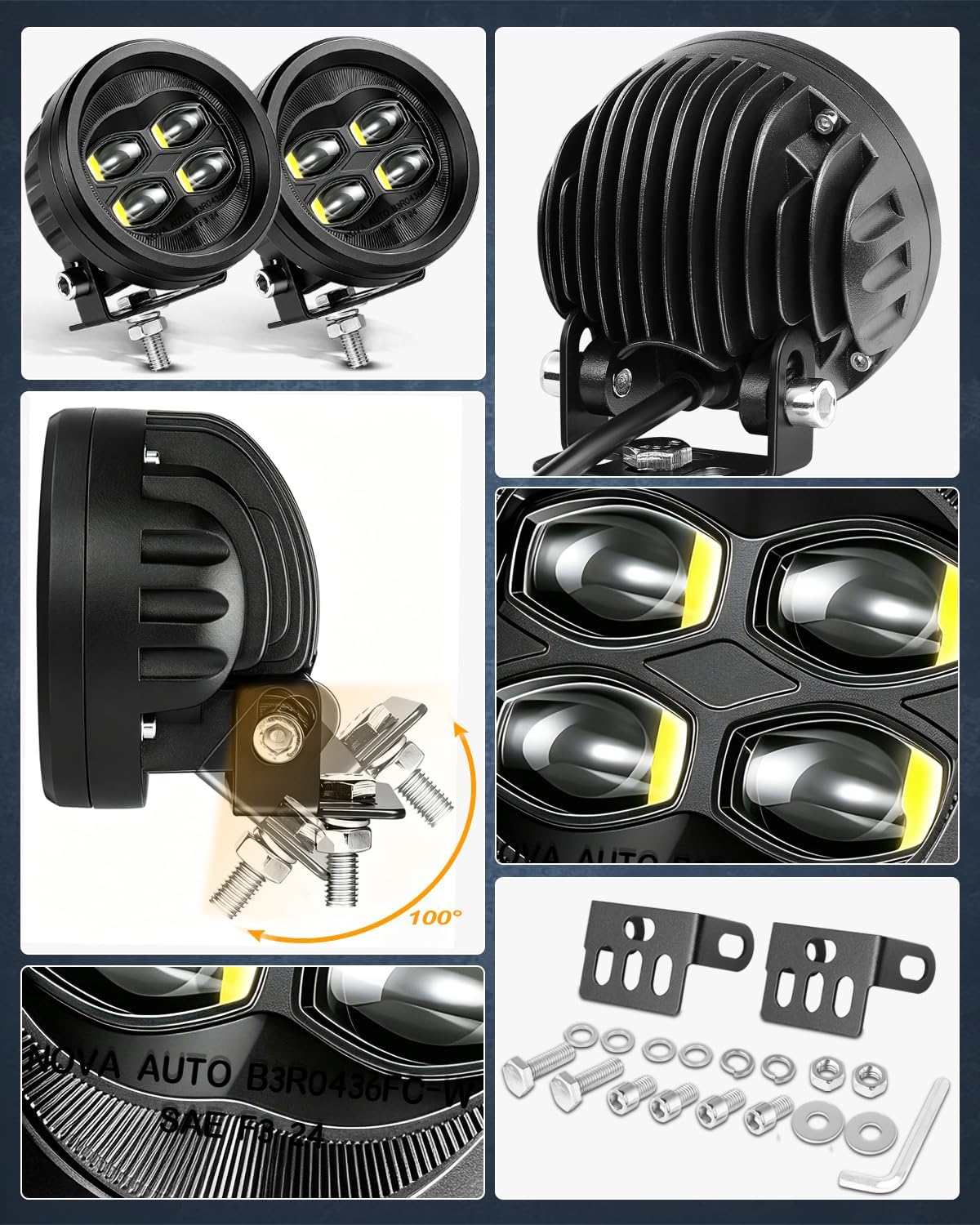 SAE LED Fog Lights, Nirider 2PCS 80W 3.5 Inch Round DOT Approved Street Legal Fog Light Pods Offroad Driving LED Pods for Trucks Pickup Tacoma Tundra 4Runner Wrangle SUV UTV ATV Motorcycle