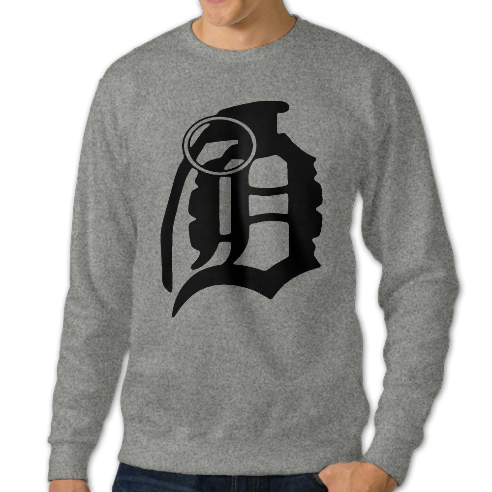 Vinceie Men's Detroits Tiger Logo Long Sleeve Sweater Ash