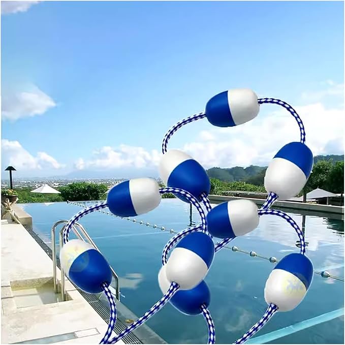 Safety Pool Divider Float Line - 30ft to 50ft Adjustable Swim Lane Rope ...