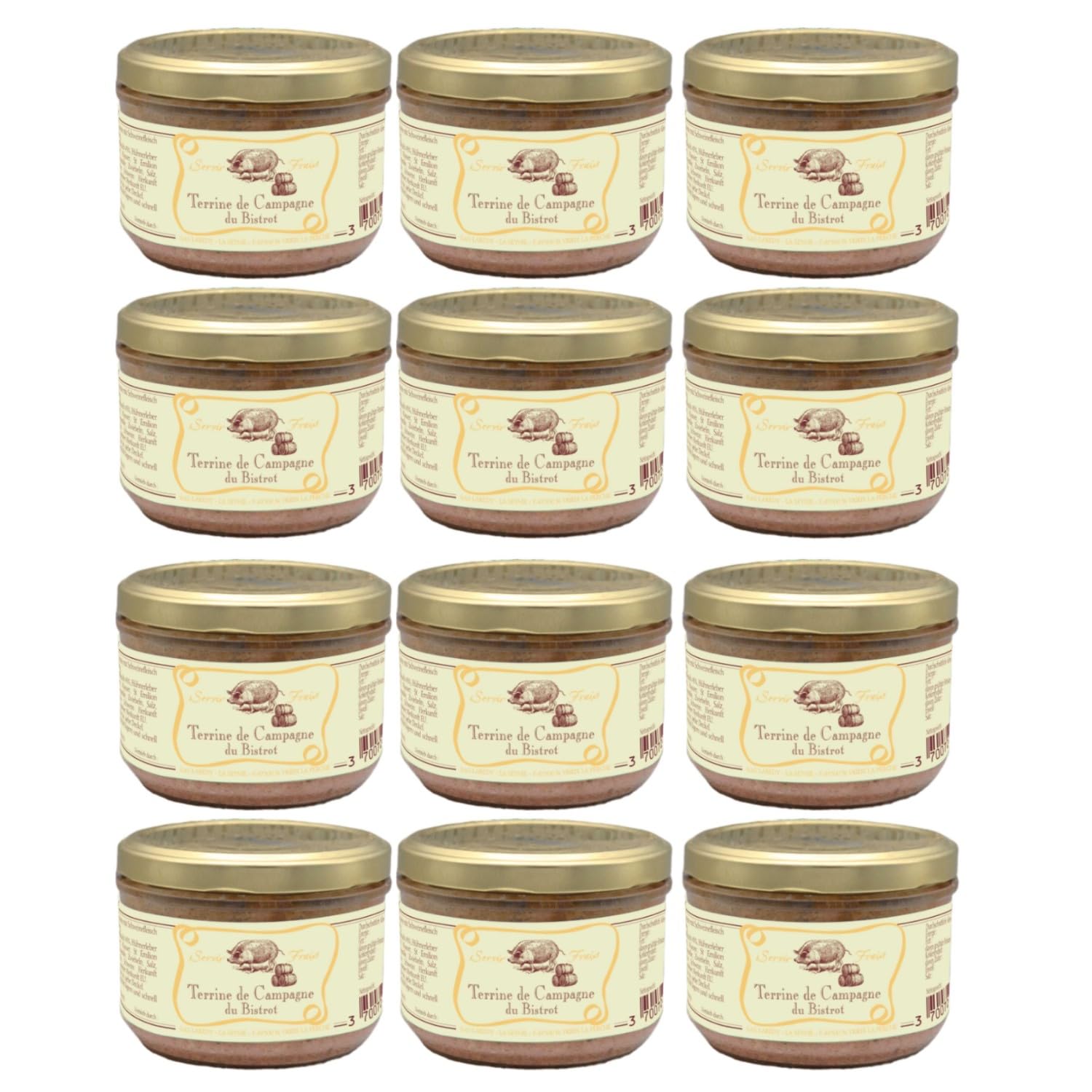 Laredy Terrine de Campagne du Bistrot Landterrine nach Bistrot-Art klassischer französischer Brotaufstrich Frankreich inkl. FeinWert E-Book (12 x 180g)