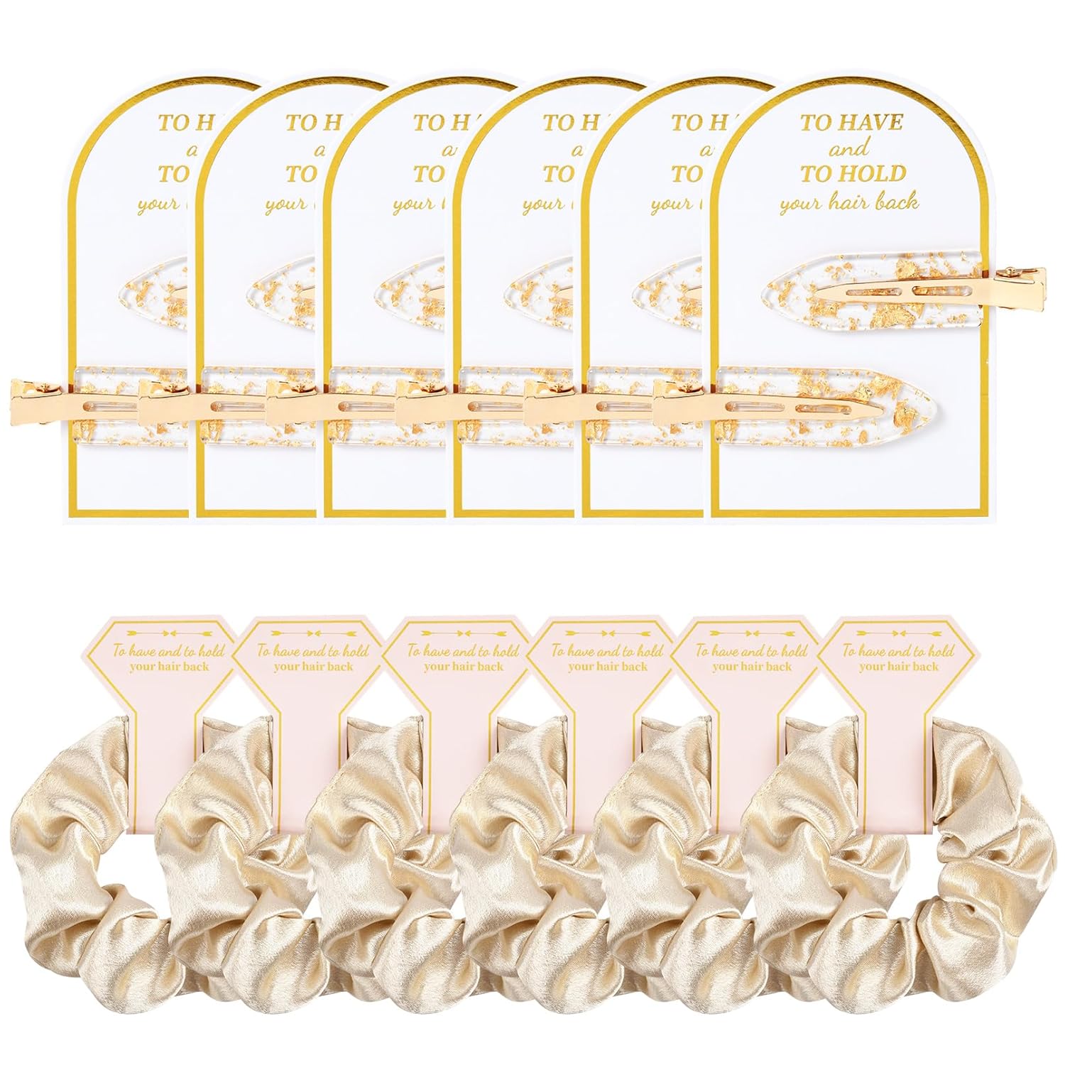 12 PCS Soft Silk Satin Hair Accessories - Scrunchies, Hair Clips for Bridal Shower Gifts, Wedding Favors for Women and Girls