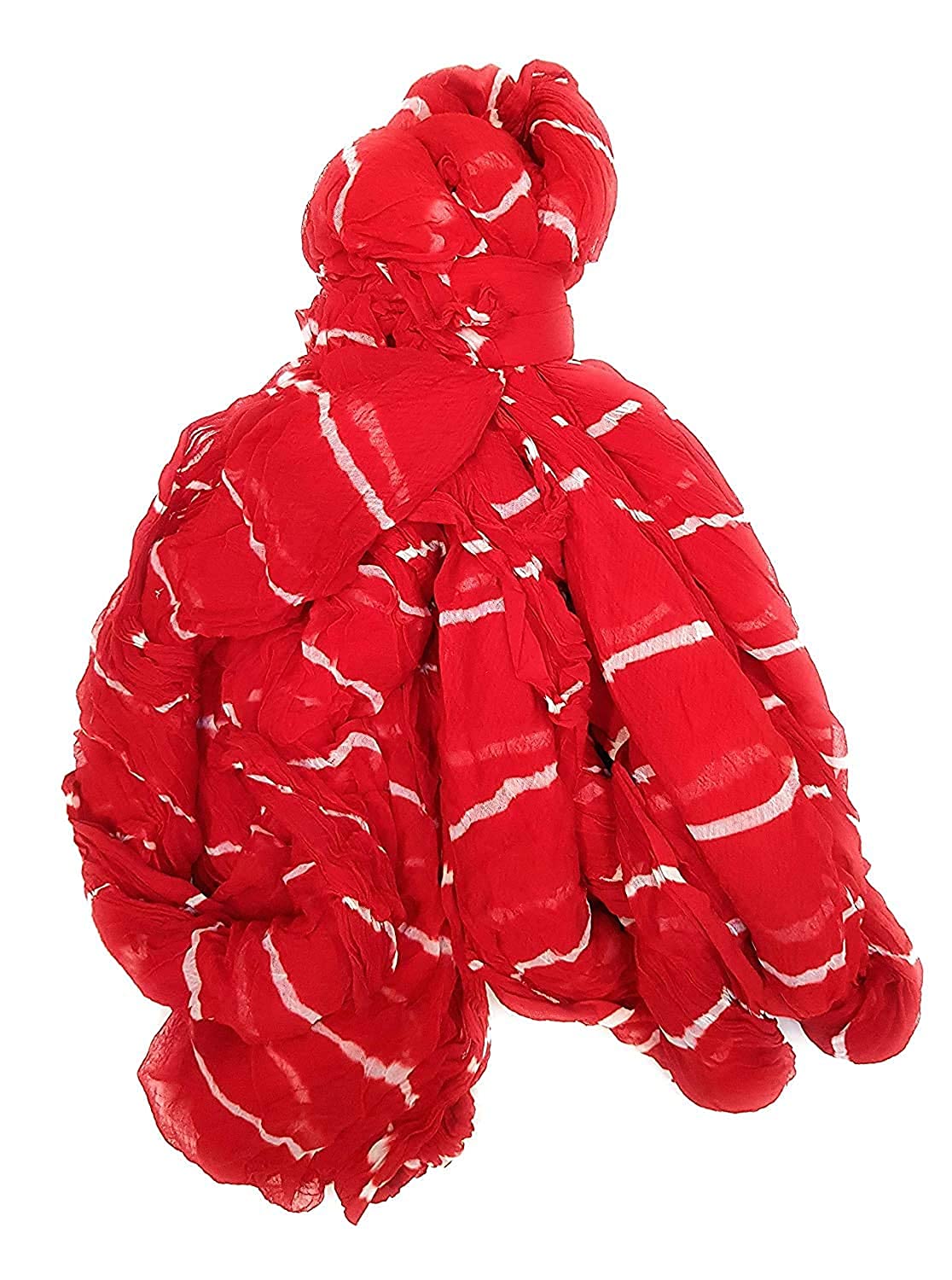 PK MART Women's Chiffon Leheriya Saree With Same Color Blouse Piece