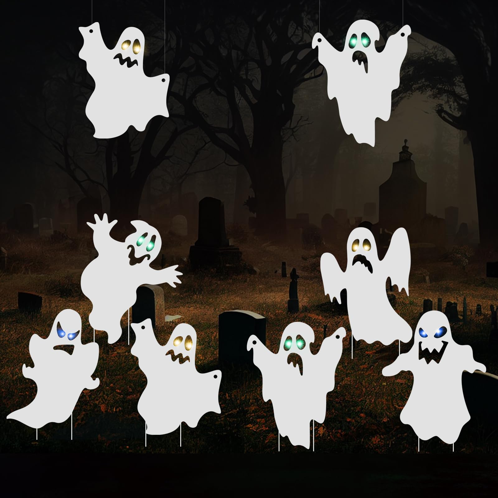 Großes Geisterschild Für Halloween – 38,1x30,5 Cm | Wetterfeste Rasen-Dekoration Mit Heringen