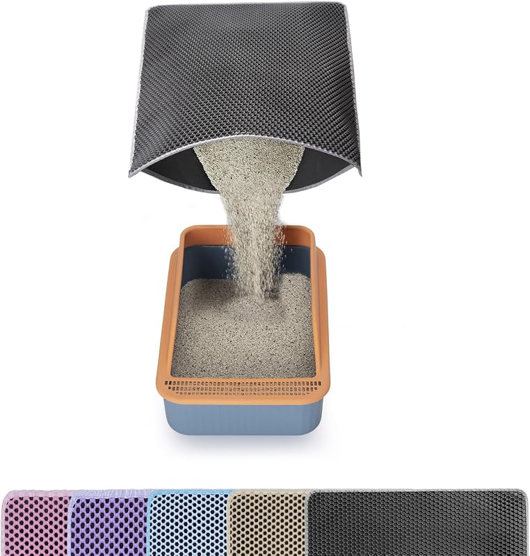 Tapete Coletor de Areia para Gatos USHARP em EVA e PVC, Impermeável, Dobrável, Cinza, 81,28 x 55,88 cm