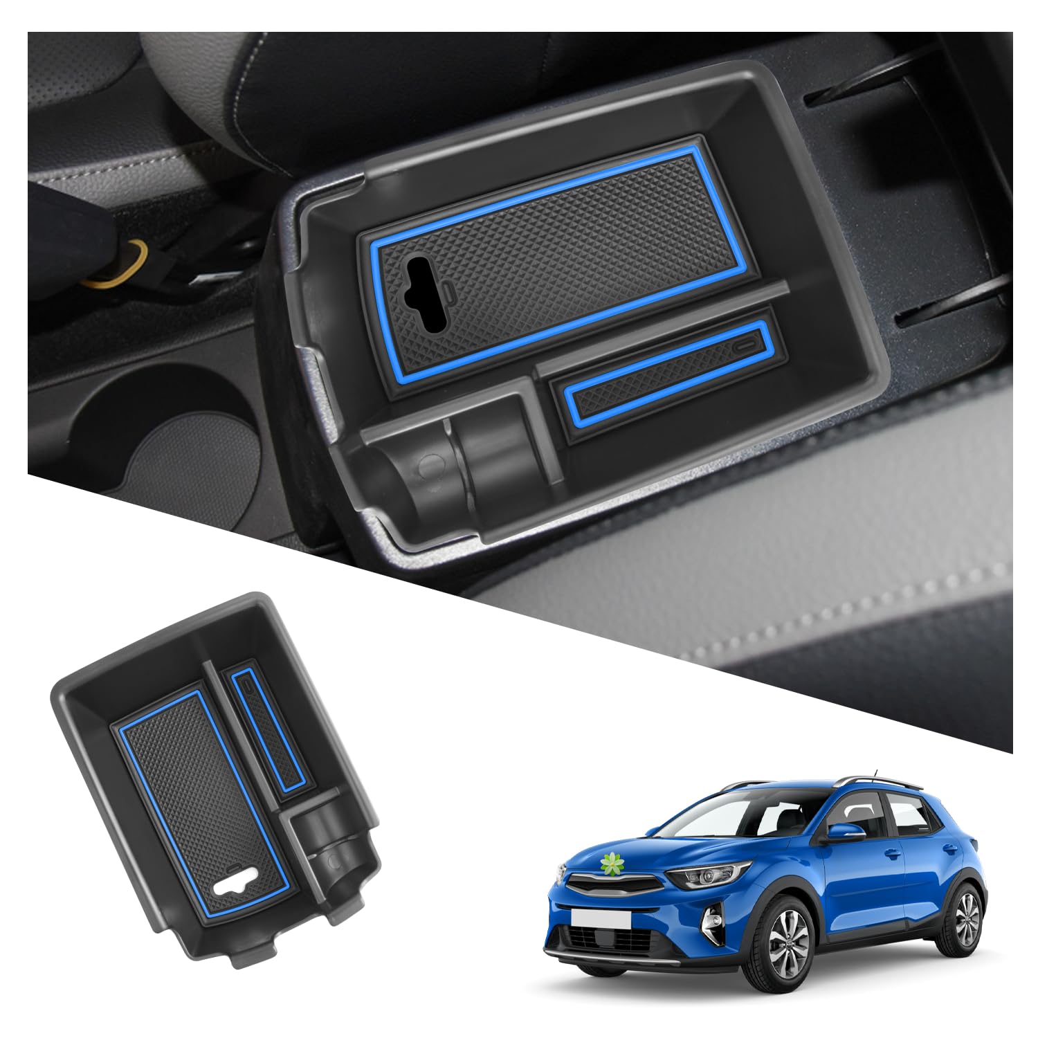 Ruiya Compatible with Kia Stonic 2018-2024 Centre Console Storage Box, Stonic Armrest Organiser Tray, Centre Armrest, Glove Box, Centre Console Organiser, Storage Face, Kia Stonic Accessories