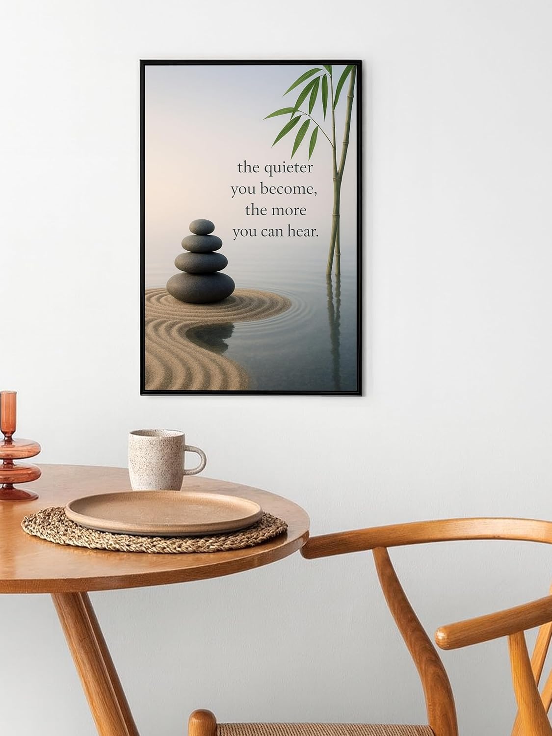 Zen Wall Art Print with Inspirational Quote - 11x17 Inch, Black Framed - Motivational Poster for Meditation Room, Yoga Studio, or Office Decor - Promotes Calm & Mindfulness