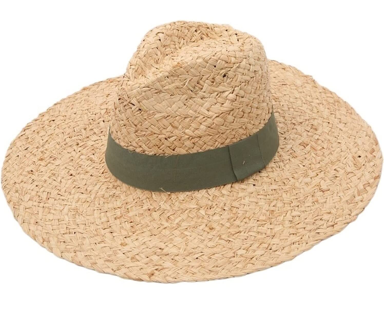 Sombrero de Playa para Mujer, de Rafia, de Paja, de Verano, con Borde Ancho, Bordado, Protector Solar, Plegable (Verde 6 7/87 1/8)