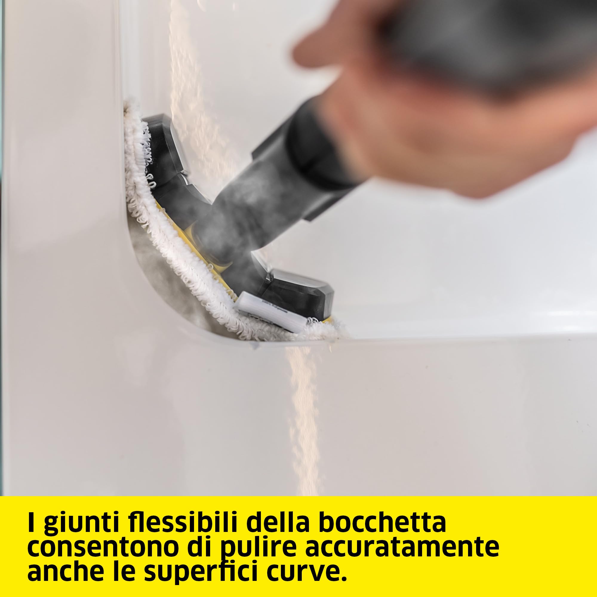 Kärcher set bocchetta manuale flessibile con panno in microfibra abbinato per una pulizia efficace di superfici dritte e curve, accessorio originale per i pulitori a vapore Kärcher