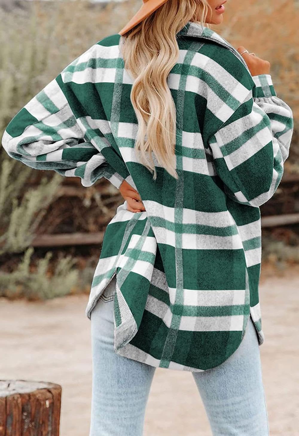 Langarmshirt Damen,Karierte Bluse Für Damen, Flanell-Tartan-Jacke, Langärmliges Hemd, Vintage-Grau, Dicker Reversmantel Aus Wollmischung, Hemdjacke Mit Knopfleiste, Lässige Baggy-Stil-Outwear-Win