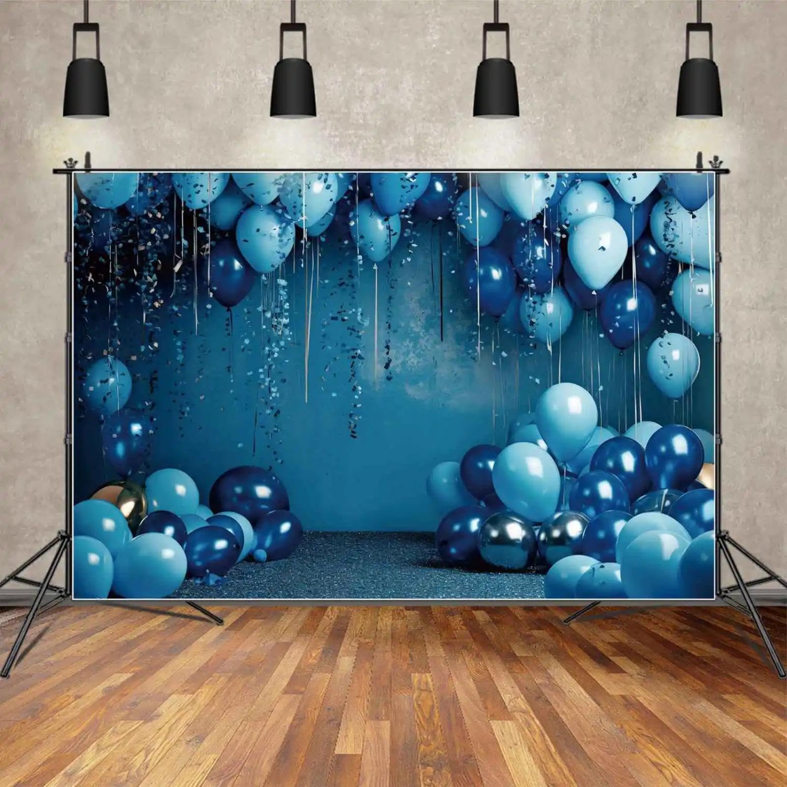 Oh Baby It's A Boy Banner Backdrop - 6x3.6ft Blue Baby Shower Photo Background With String