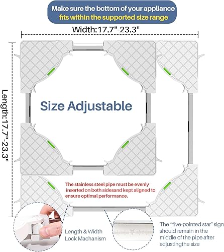 Miniatura 3 de Rodillos ajustables para electrodomésticos, resistente, soporte móvil para lavadora y secadora con 16 ruedas de bloqueo silenciosas ocultas,