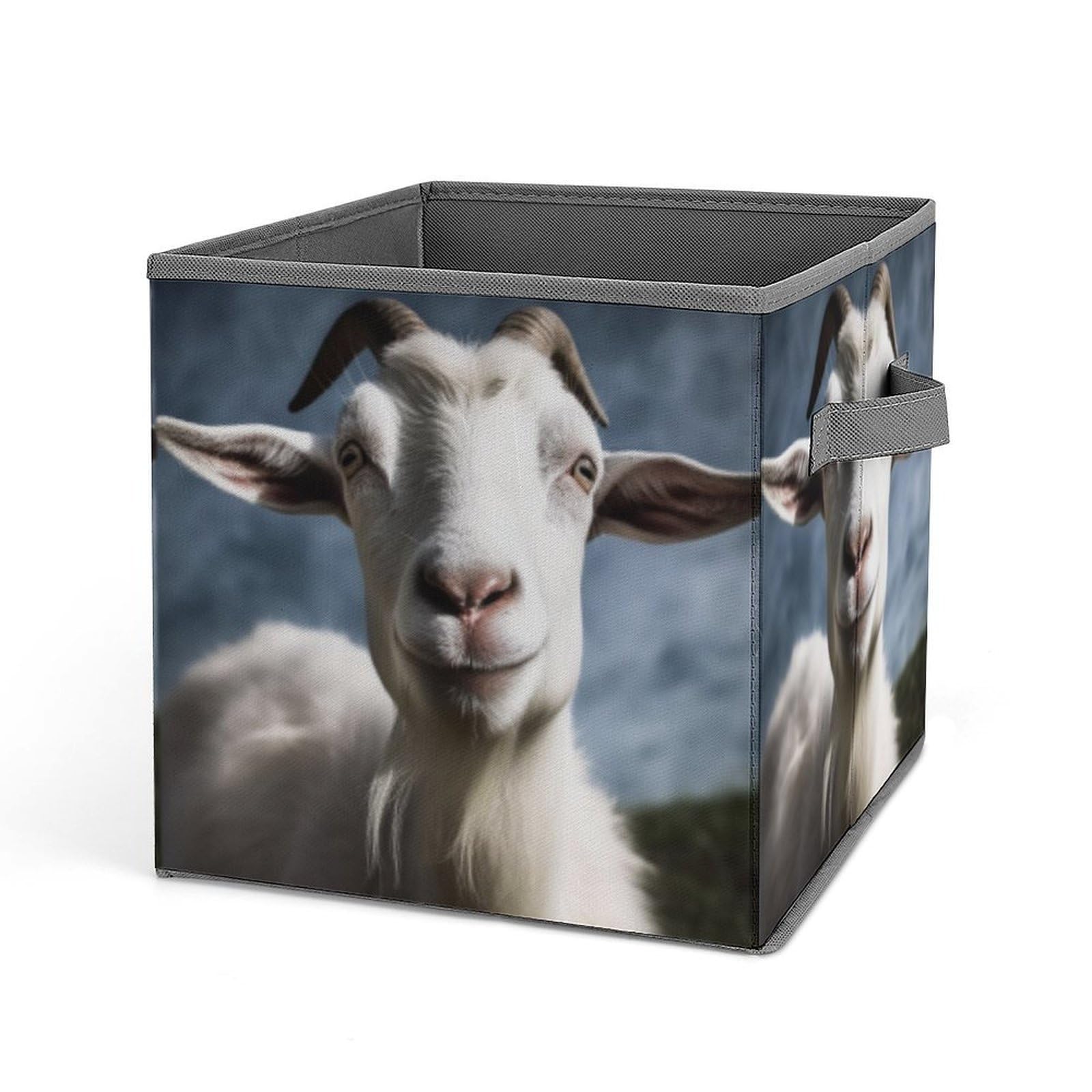 BTCOWZRV Goat Cube Storage Bins - 11 Inch Heavy Duty Fabric Closet Bins for Shelves, Cube Organizer - Collapsible Storage Boxes with Handle Decorative Clothing Storage Baskets