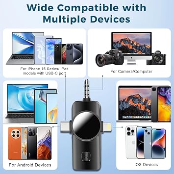Mini Microphone for iPhone Android, 3 Wireless Lavalier Microphones