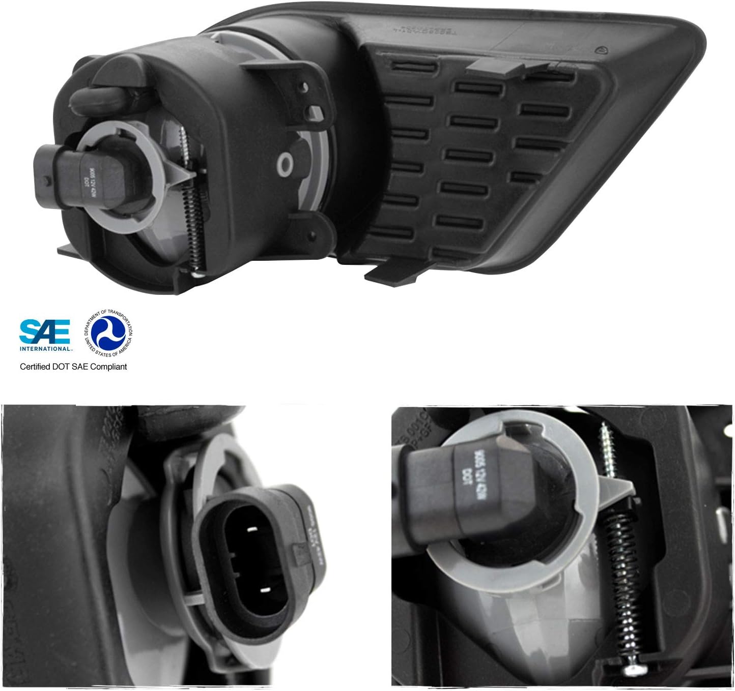 AKKON - Fits 2011-2014 Dodge Charger [Halogen Type] Black Headlights + Smoked Bumper Fog Lights Replacement Pair Left+Right