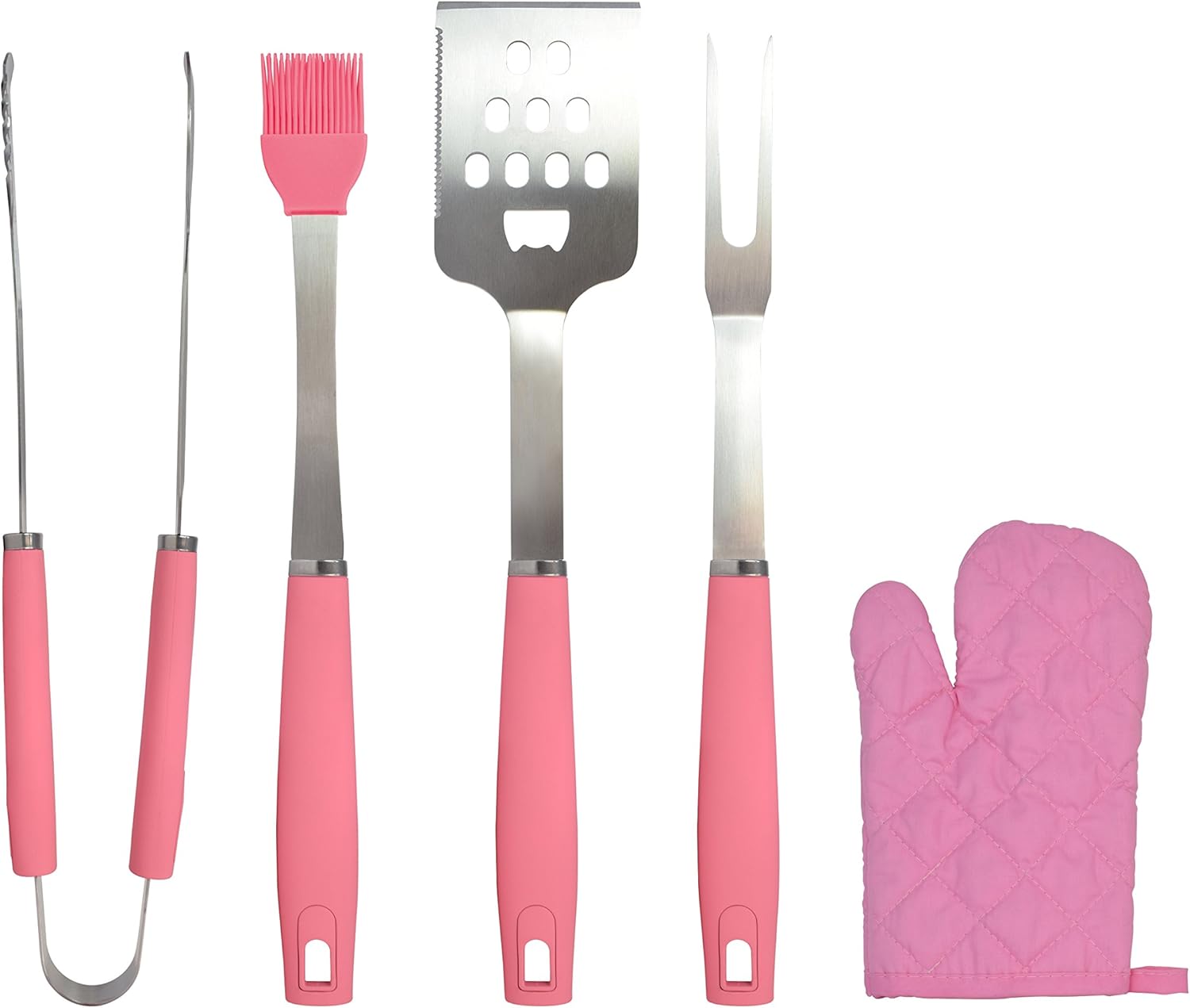 Chef Basics Pink 5 Piece BBQ Tool Set And Soft Case by KOVOT : Patio, Lawn & Garden