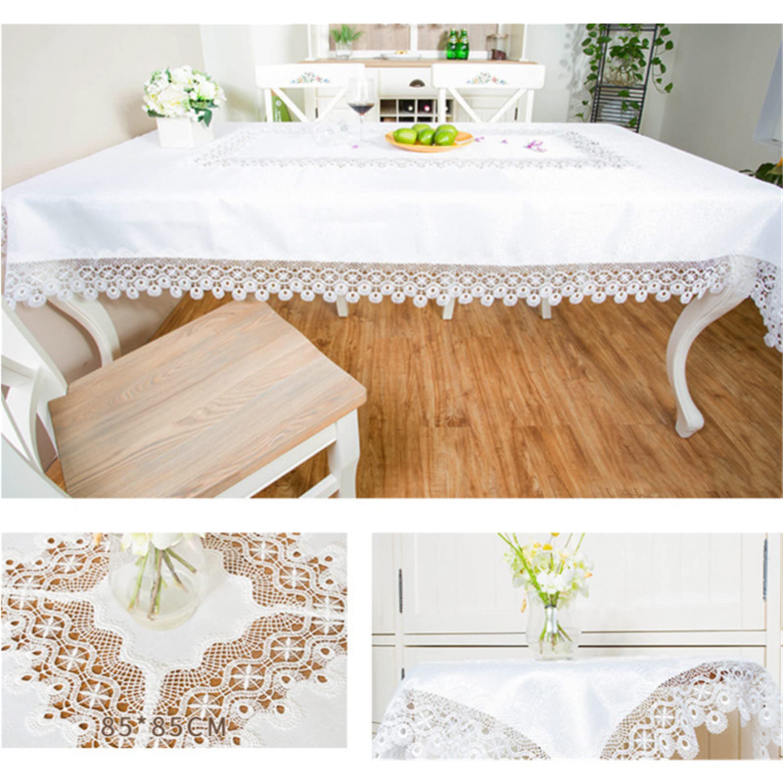 Chemin de table en dentelle blanche en coton et lin pour salle à manger, fête, décoration de vacances, tapis décoratif classique avec côtés élégants, 40 x 180 cm