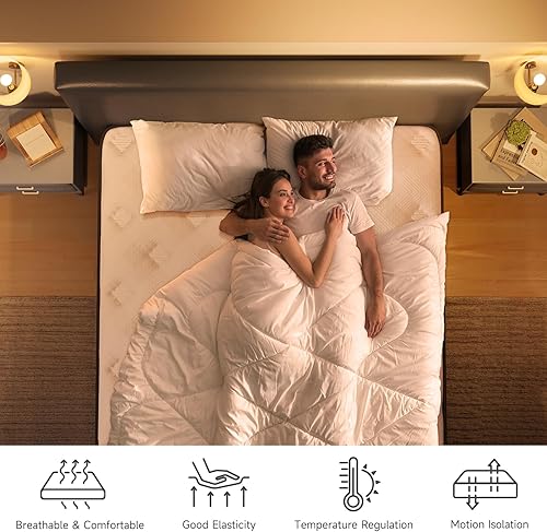 Miniatura 7 de Yaak Colchón híbrido tamaño King de 12 pulgadas, colchón híbrido King en una caja, colchón individual de resortes con espuma viscoelástica