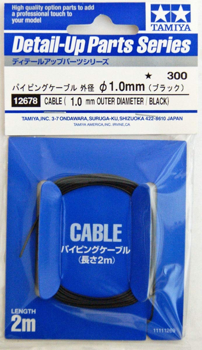 TAMIYA Câble/Tuyau Vinyle 0,50 Mm X 2 M – Âme Métallique – 1/6, 1/12, 1/24 – Accessoire Modélisme Moto/Voiture – Dès 14 Ans