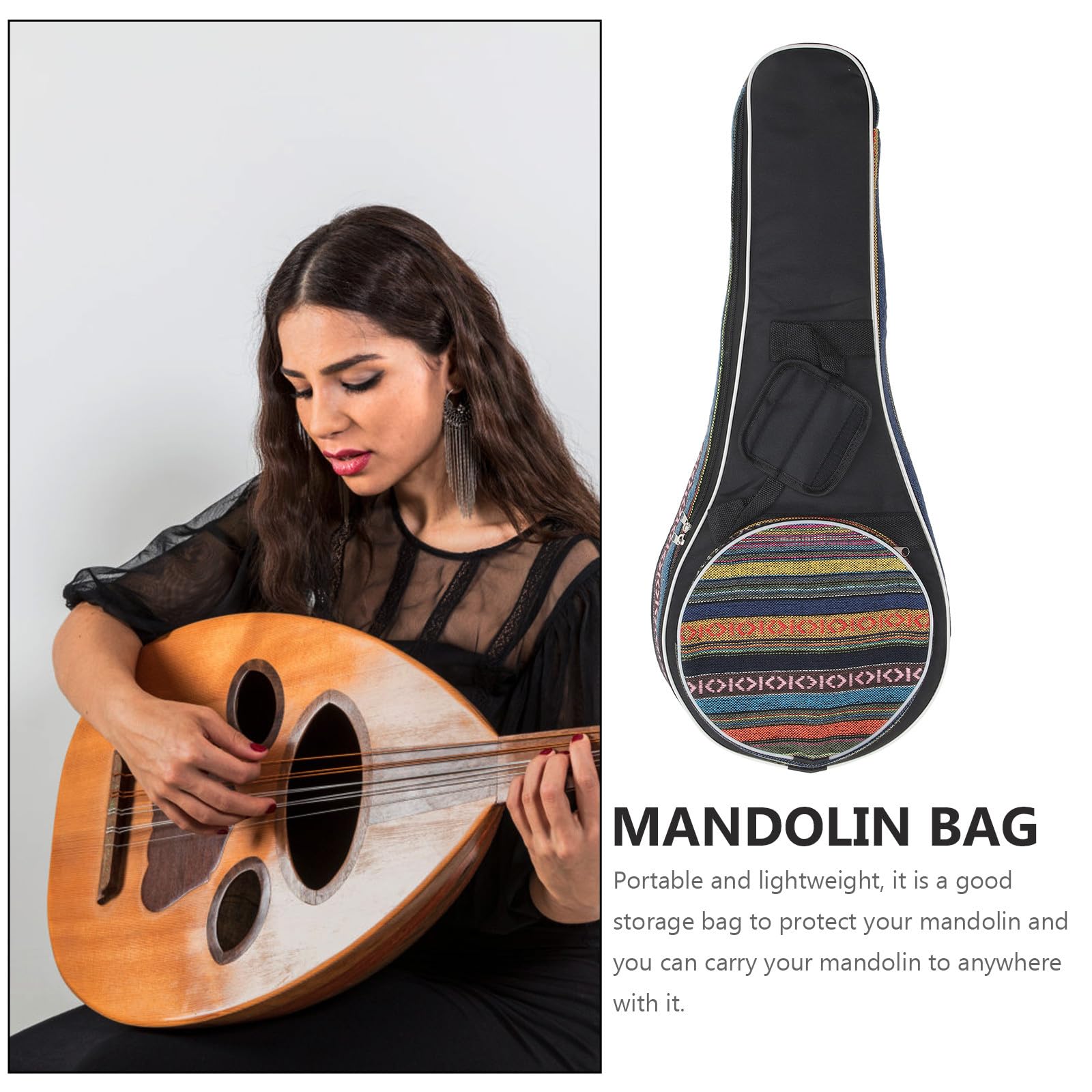 Verdickte Mandolinentasche Ethno Stil Strapazierfähige Mandolinen Aufbewahrungstasche Leichtes Musikzubehör für Mandoline Unterwegs