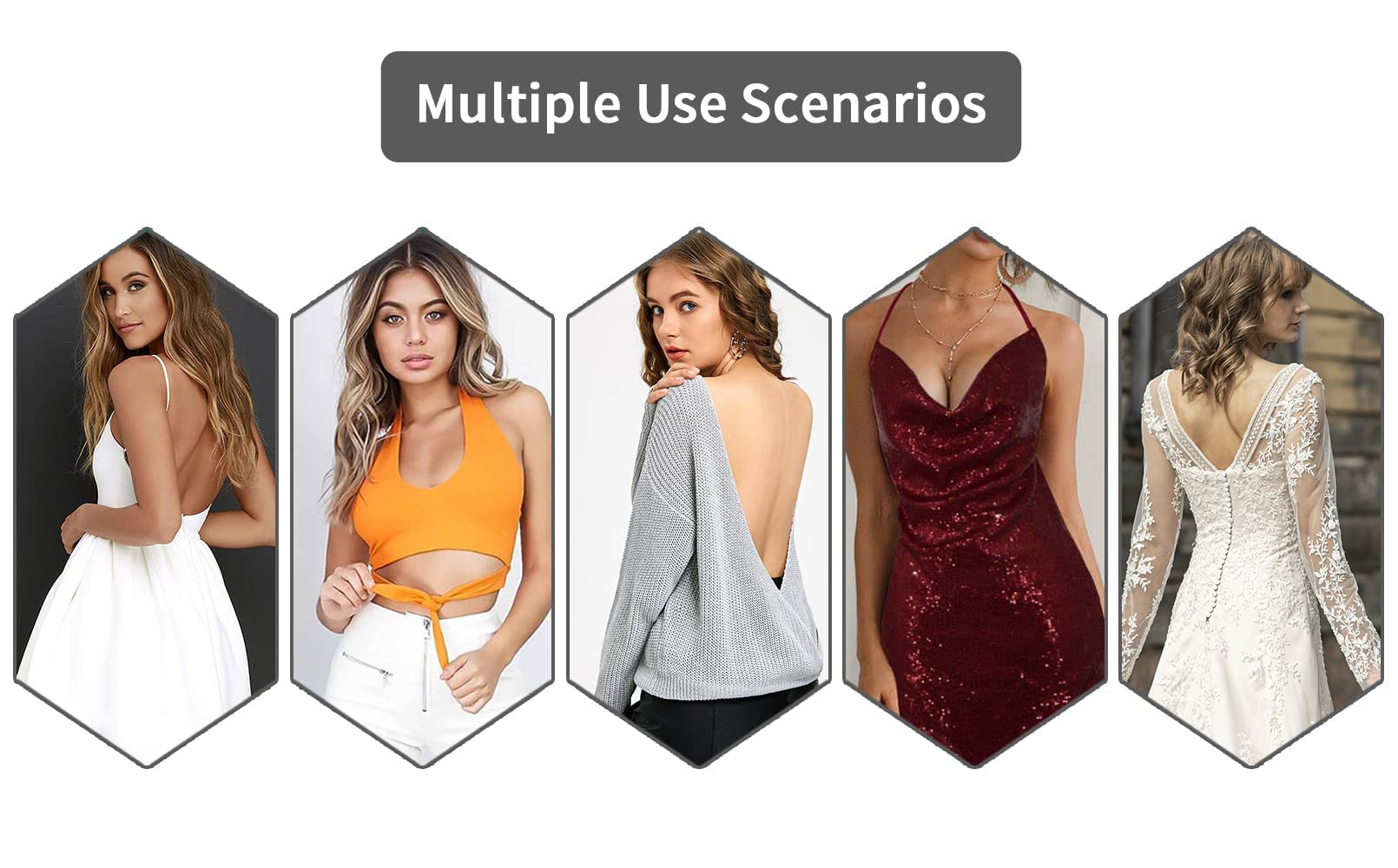 Reggiseno adesivo in Silicone senza Bretelle, riutilizzabile, invisibile, traspirante, push-up – 2 paia per abiti schiena scoperta e scollatura