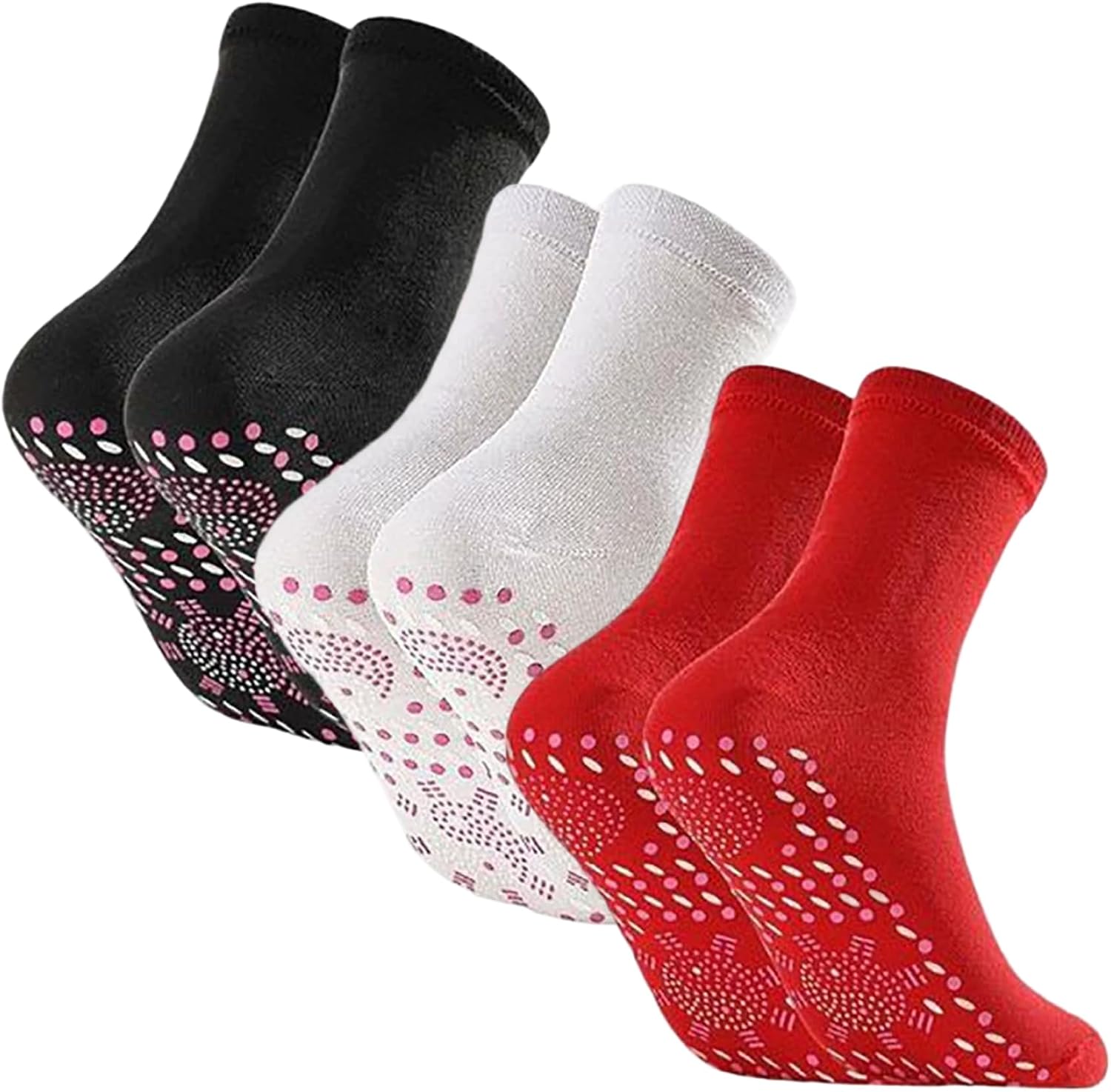 Heating Socks 3 Pairs Self-Warming Hot Feet Massage Socks for Women Men Winter Hot Feet