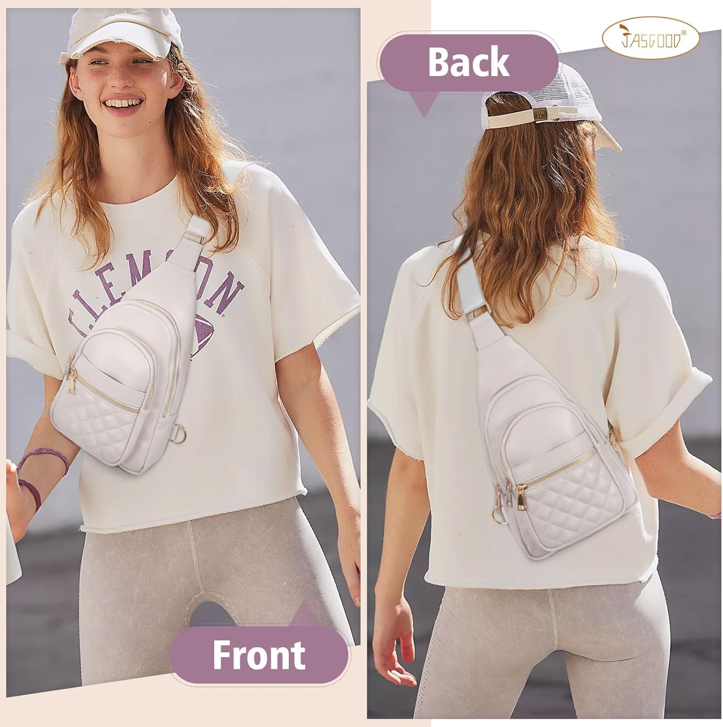 Sling Bag for Women Crossbody Leather Fanny Packs Chest Bag Fashion Sling Backpack Travel JASGOOD - Image 2