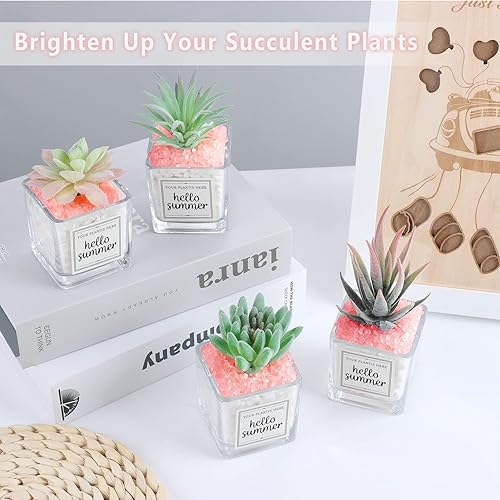 Miniatura 2 de Piedras luminosas que brillan en la oscuridad para plantas en maceta, jardín, césped, camino decoración al aire libre, 0.55 libras, rosa, 0.55 libras