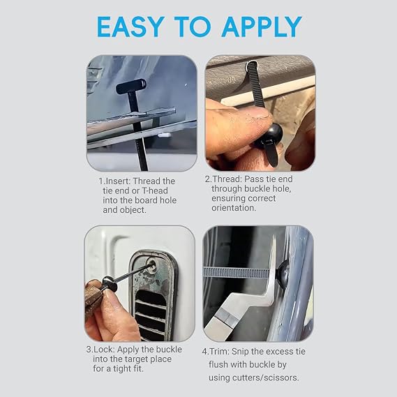 Automotive Cable Tie, Heavy Duty Secure Fastener, Sturdy Nylon Zip Ties, Vehicle Wire Management for Auto, Motorcycle, Ev, Sedan, Trunk, Garage, Outdoor Wiring Installation