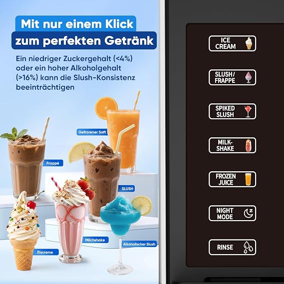 Slush Machine – 2.5L Slushie Machine No Ice Required with LED Display 6 Preset Programs for Margaritas Frappés Milkshakes and Soft Serve One-Button Operation (Sliver)