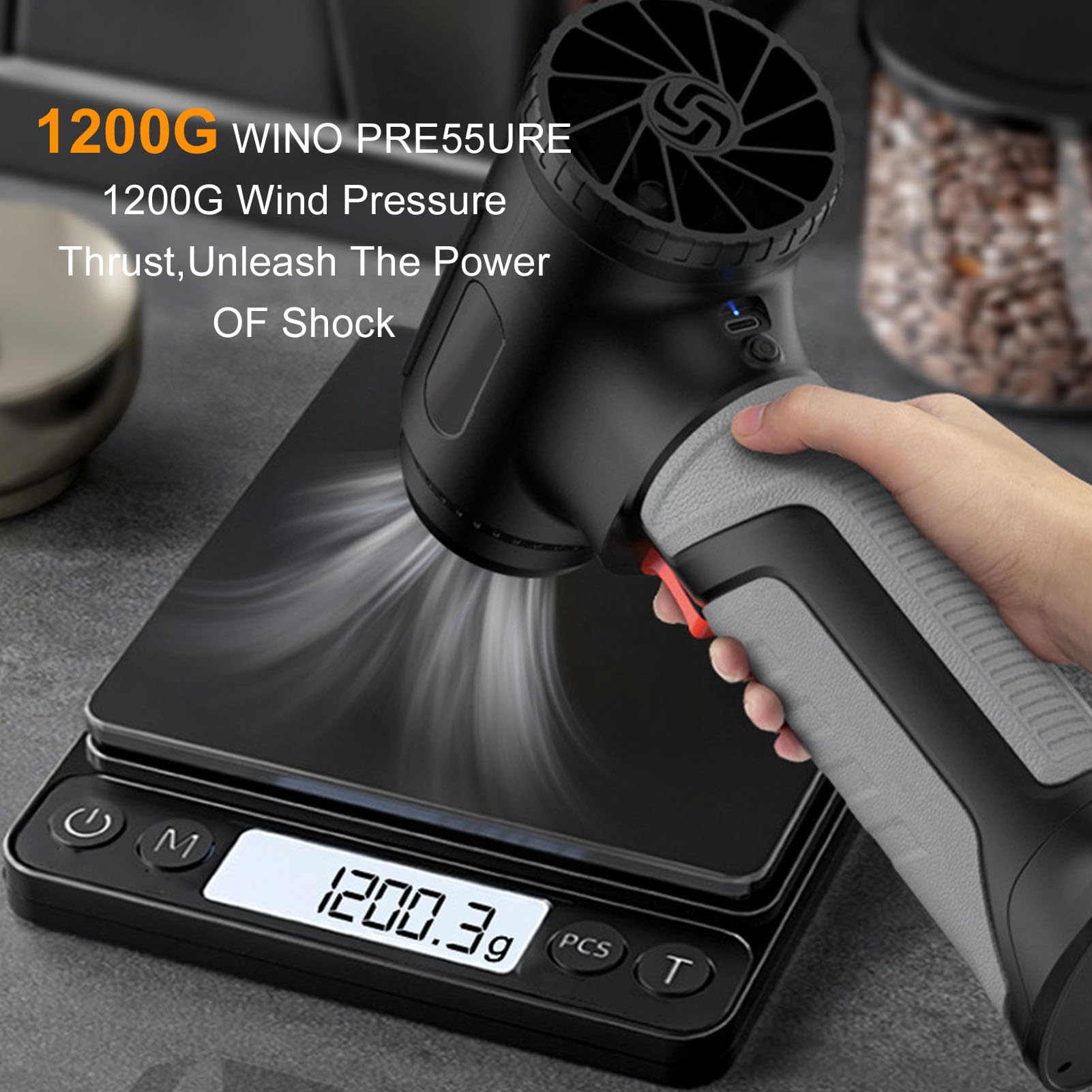 Duster Ad Aria Cordless, Soffiatore Ad Aria Elettrica Potente Ventilatore per Polvere 4W RPM 1200G Thurst con Batteria da 6000 MAh per la Pulizia della Fotocamera da Tastiera