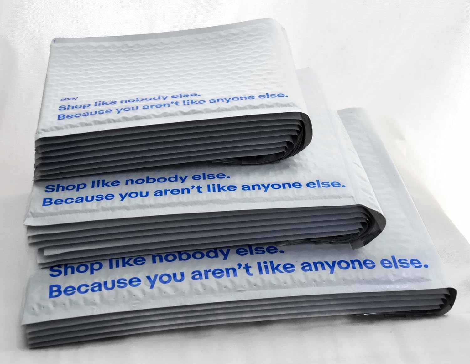 20 Ebay Branded Airjacket Envelopes - Padded Shipping Mailers with Blue Design (Assorted - (5) L, (7) M, (8) S)