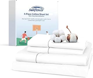 sunflower Extra Deep Pocket California King Sheet Sets Fits 18"-24" in Deep Mattress -100% Cotton Calking Sheet Set, White Hotel Luxury Soft Breathable Sheet Sets for Calking Bed Deep Pocket