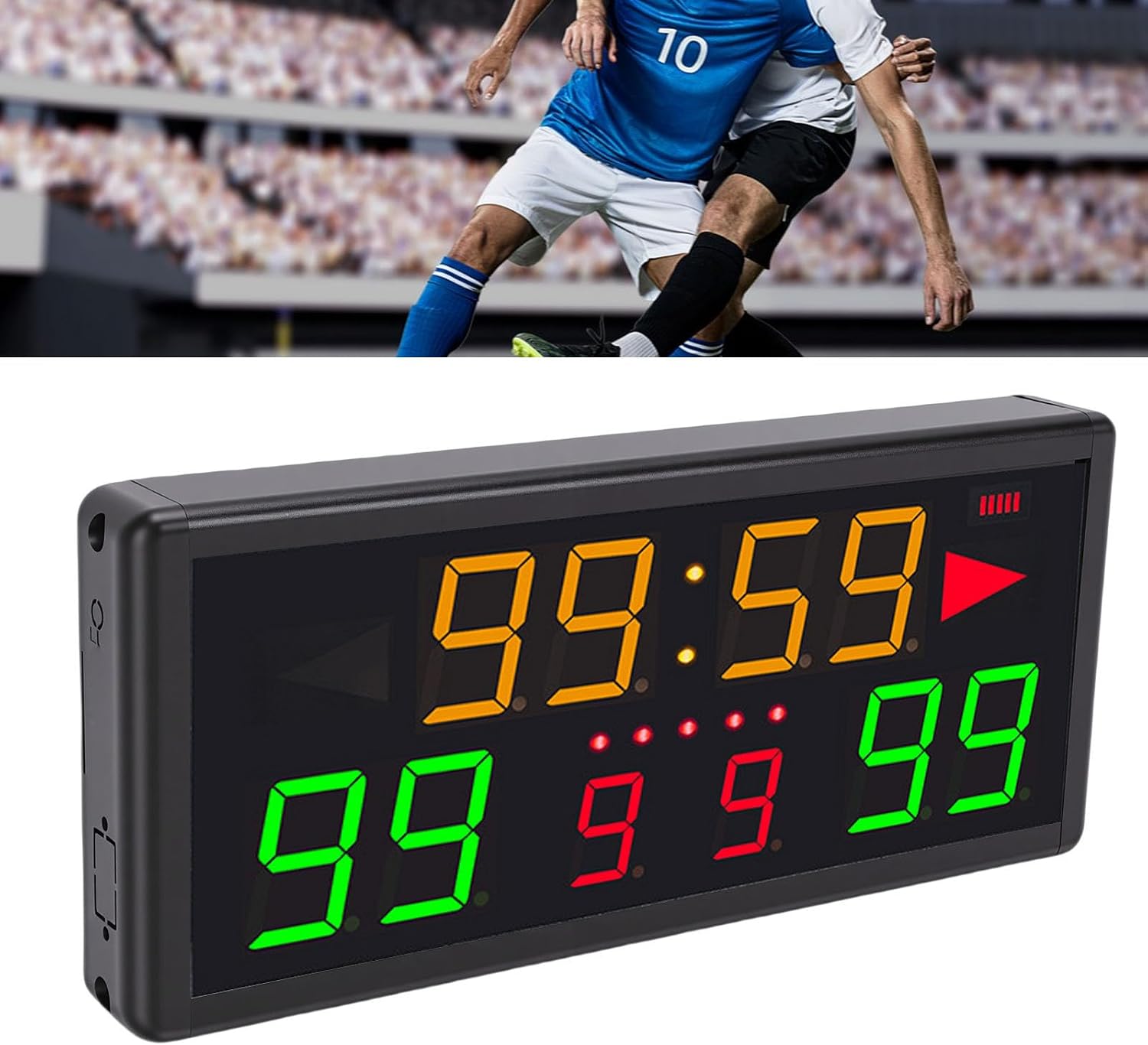 VINGVO Portable Digital Score Board, 12/24H Clock Countdown Timer LED Scorekeeper with Remote Control 2000mAh Battery, Ideal for Basketball, Volleyball, Tennis & Indoor Sports