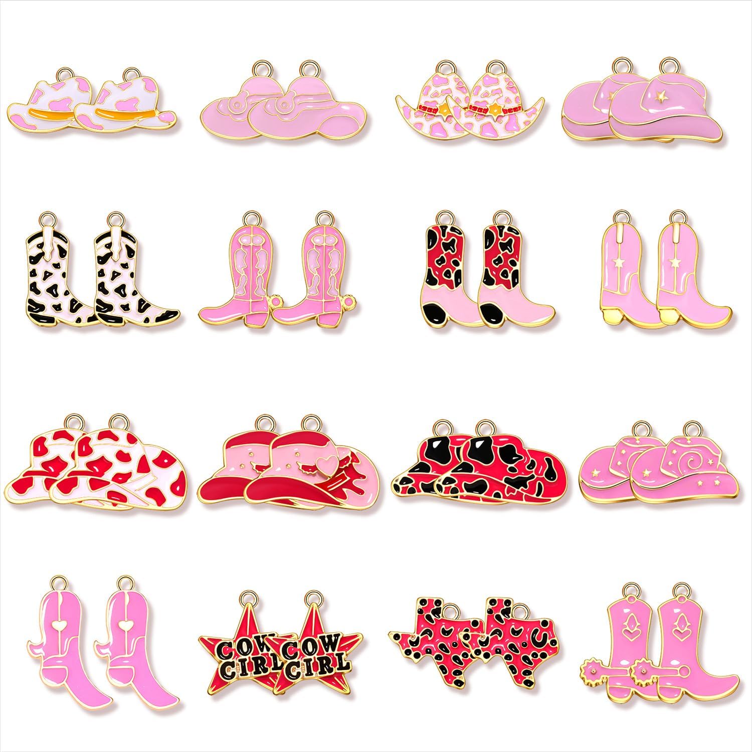 30PCS Western Charms for Jewelry Making - Synthetic Turquoise Cowboy Cowgirl Boot Hat Cactus Lightning Pendants for Bracelet Necklace Making DIY Crafts