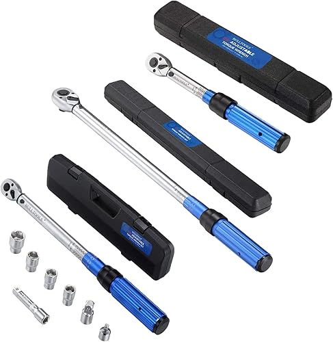 BULLTOOLS Juego de llaves dinamométricas de 12, 38, 14 pulgadas, llave dinamométrica ajustable de 90 dientes, 3 piezas