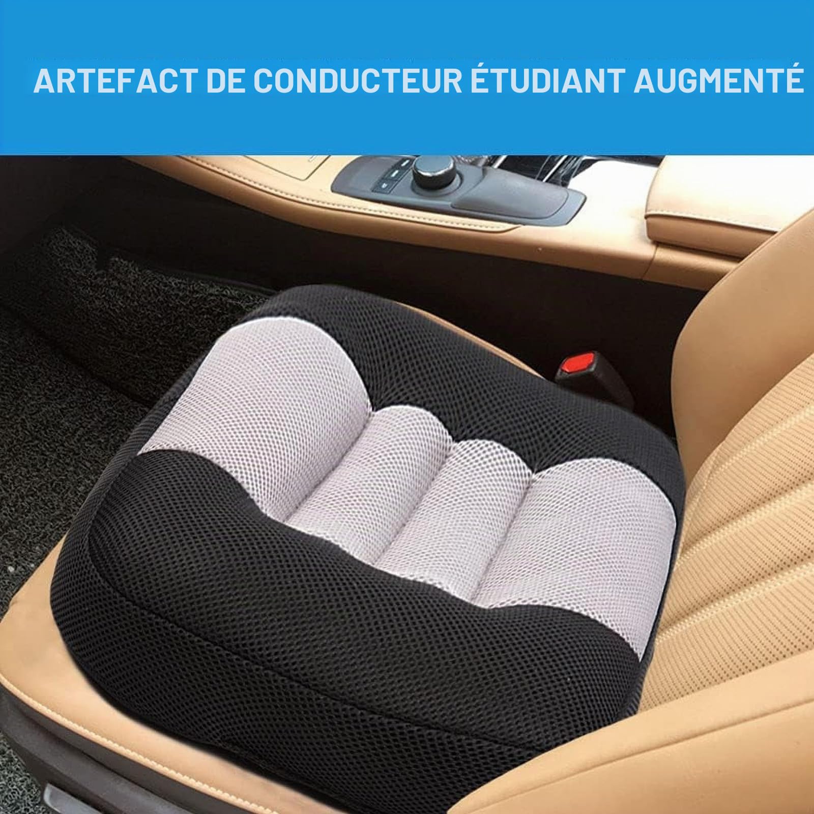 Coussin rehausseur de voiture portable 12 cm, design antidérapant pour conducteur, passagers et enfants, idéal pour augmenter la hauteur dans le siège de conduite