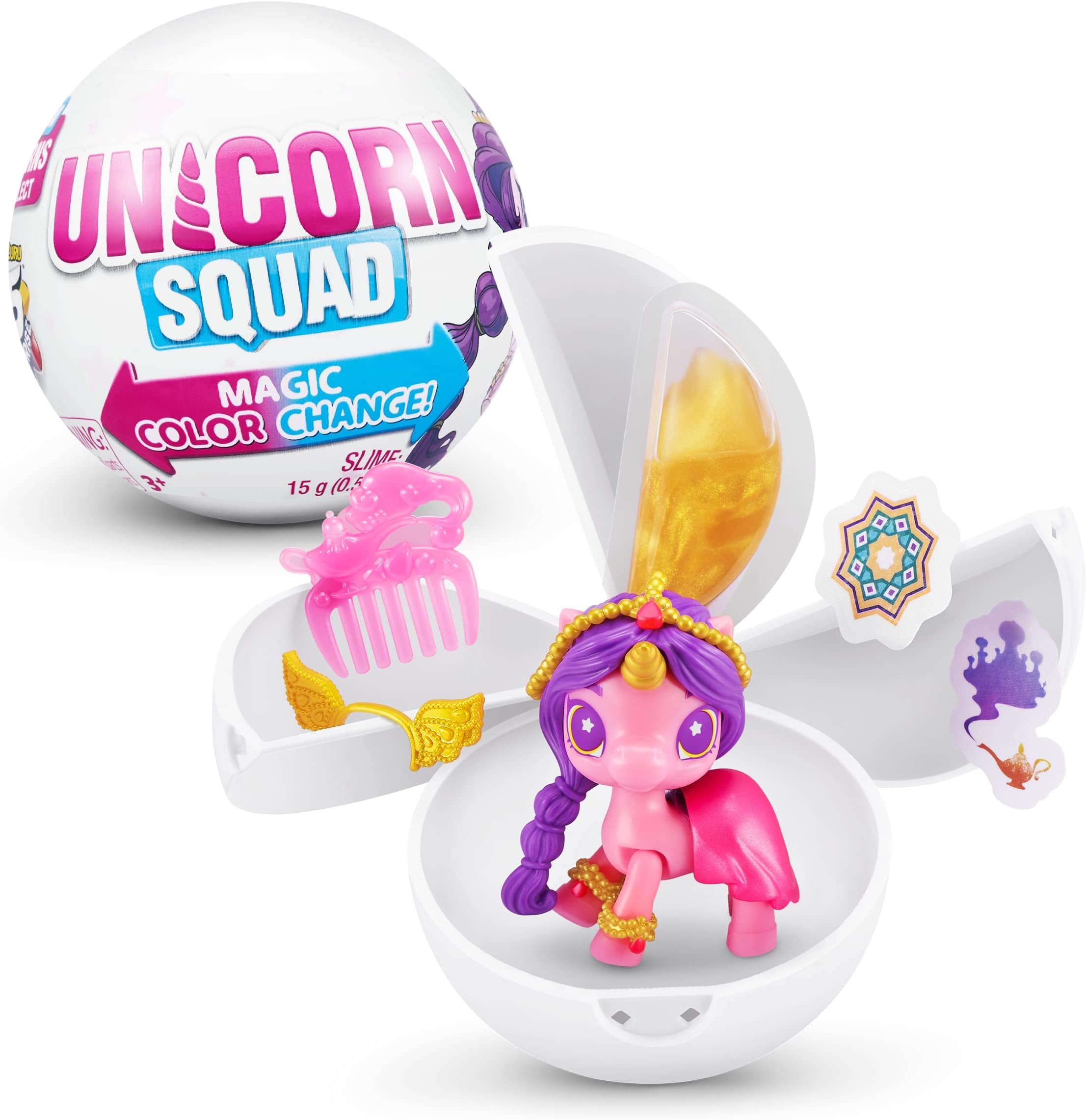 ZURU Unicorn Squad, 5 Surprise, Color Changing Magic, 13 to Collect, Accessories and Slime, Style Your Squad, Layers of Surprise, Ages 13+, Toys