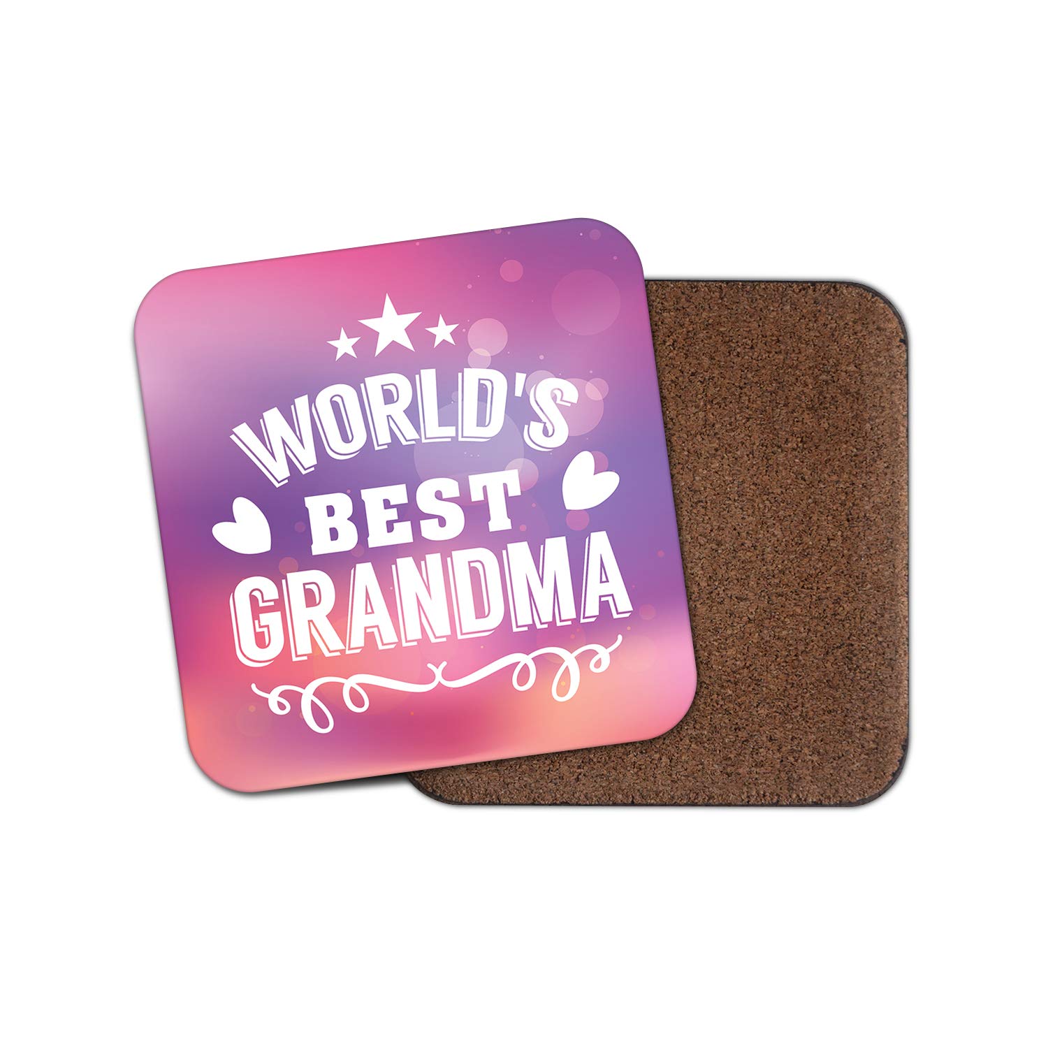 Destination Vinyl Ltd Multicolor World's Best Grandma Coaster - Pretty Pink Gran Mother's Day #19168