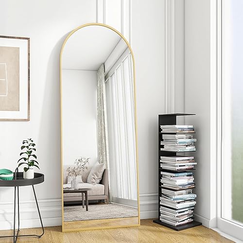 Miniatura 3 de OGCAU - Espejo de suelo, de longitud completa para colgar o apoyar contra la pared, espejo de cuerpo para suelo y pared en dormitorio, con arqueado
