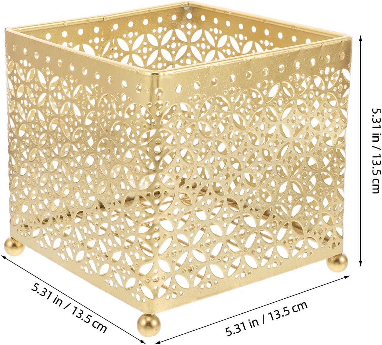 Multifunctional Iron Cosmetic Storage Basket with Large Capacity for Vanity and Bathroom, Gold Metal Wire Makeup Organizer and Toiletry Storage Holder with Simple Farmhouse Design image 2