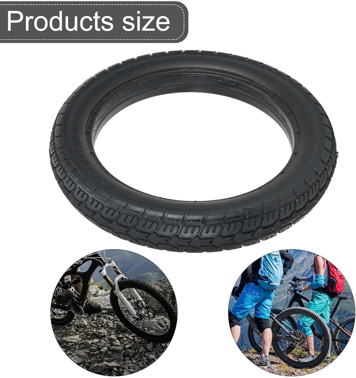 14Inch Electric Bike Tire, 14x2.125 Rubber Solid Tire Puncture-proof Tire for Ebike 14x2.125/57-254 Folding Electric Bike Tire