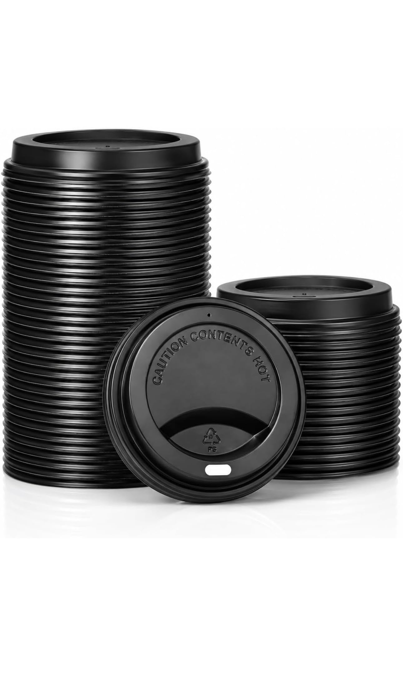 500 X 8oz Ripple Coffee Cup Lids, Quick Snap for Hot Takeaway Drinks, Universal Fit for Single & Double Wall Paper Cups, Disposable for Catering & Home Use - 8oz Pack of 500 - Black