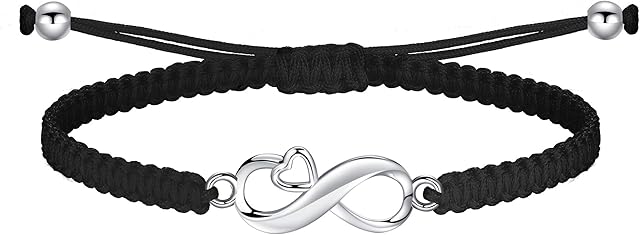 JENDEAR SHINE Infinity Braided Bracelet Valentine's Day Jewelry 925 Sterling Silver Handmade Adjustable String Bracelet for Women Girls Birthday Friendship Couple Gift