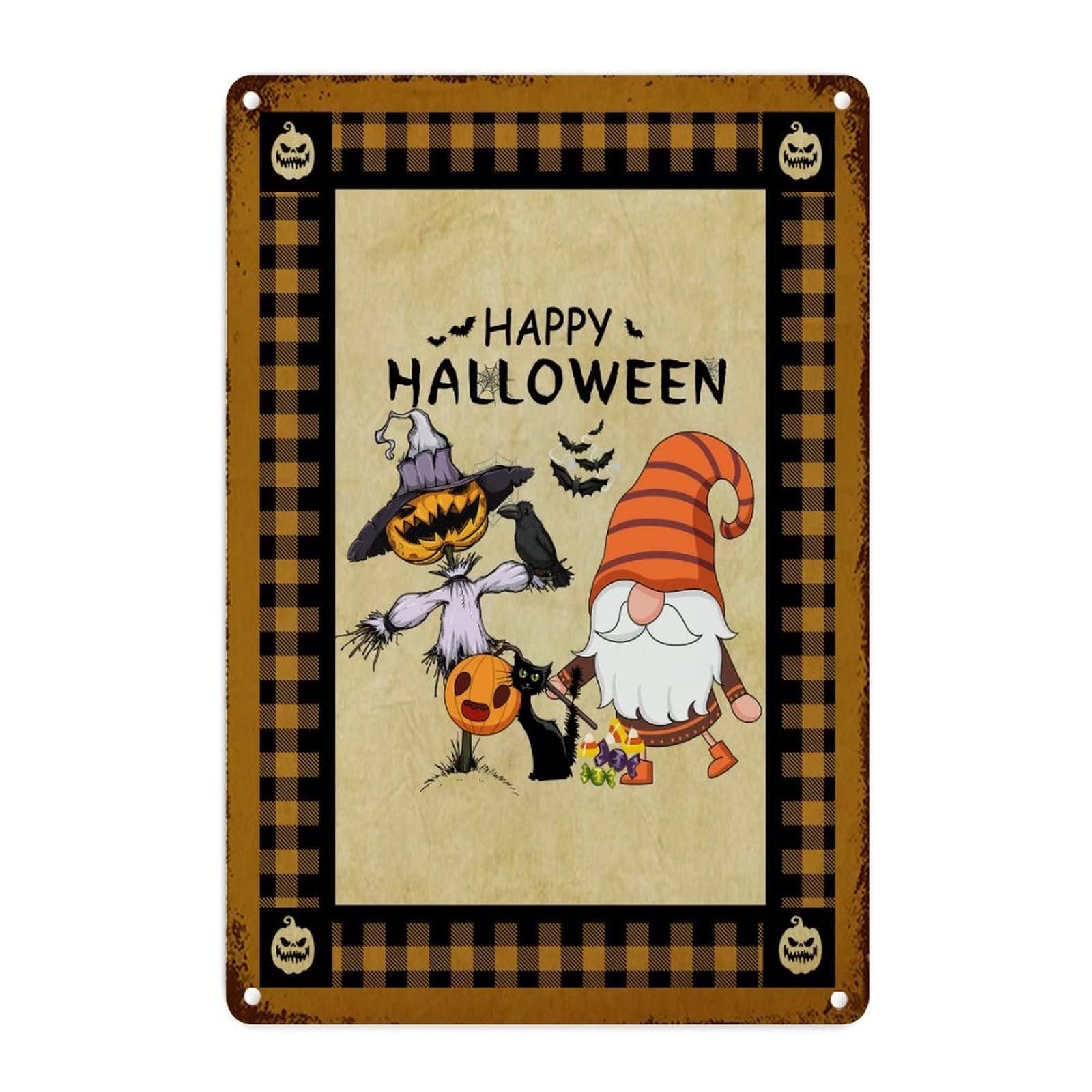 Plaque métal Halloween chat noir pour décorer la cuisine et la chambre