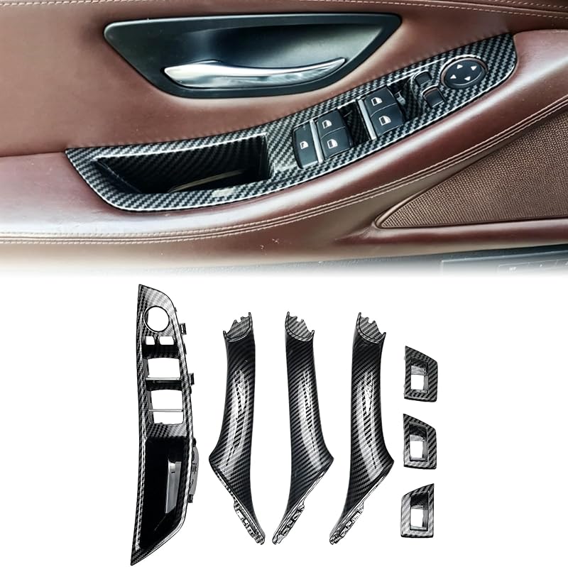 Kit de Maçanetas Internas BJchiwu em Fibra de Carbono para BMW Série 5 F10 F11 2010–2016 – 7 peças