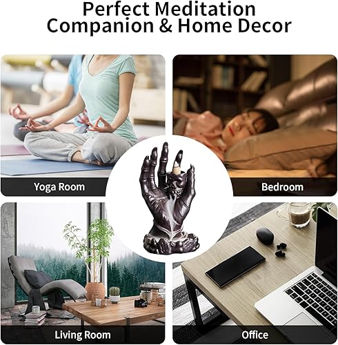 Miniatura 6 de YYW Quemador de incienso de reflujo en cascada con 20 conos de incienso y 30 varillas de incienso, diseño de calavera de mano de cascada de reflujo