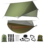 Sunyear Camping Hammock-Hammocks with Net and Rain Fly Tarp - Portable Single&Double Lightweight Nylon Parachute Hammocks with Hammock Tree Straps for Backpacking Hiking Travel Camping Indoor Outdoor